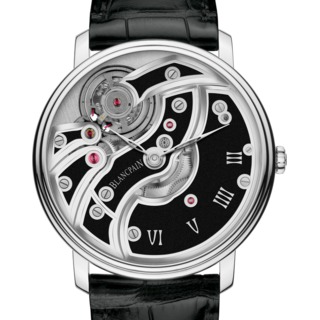 Replica Copy Blancpain Villeret Mouvement Inverse Black Ceramic White Gold Watch 6616-1530-55B